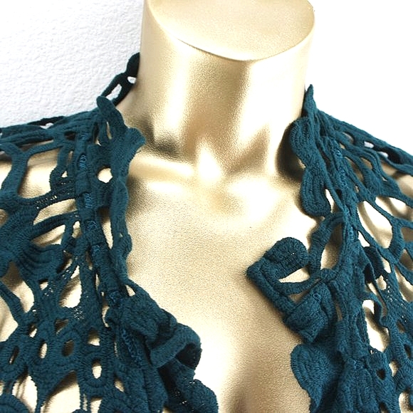 Chicos long crocheted cardigan sweater size 2 - Picture 3 of 4